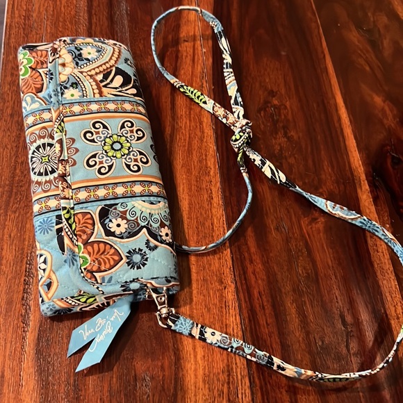 Vera Bradley 2009 Bali Blue Sleek Wallet Crossbody Clutch Purse - Picture 11 of 14